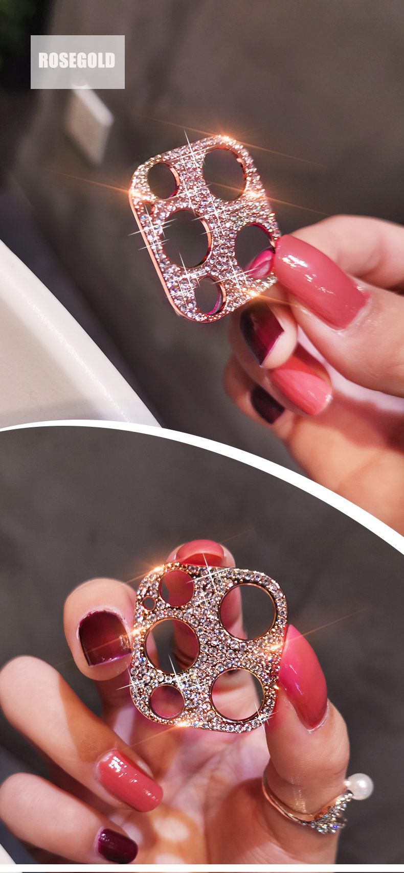 Custodia protettiva per obiettivo della fotocamera con diamante lucido Bling per iPhone 13 12 Mini 11 14 Pro Max Pellicola protettiva per schermo in metallo con strass glitter_voghion.com