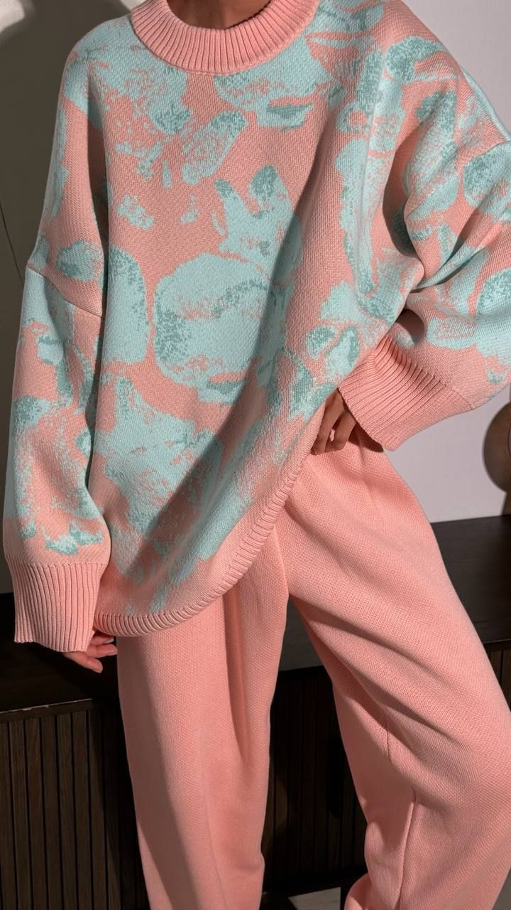 Abbigliamento da donna nuovi abiti caldi casual per donna maglione primaverile di alta qualità con colori a contrasto pantaloni dritti abito in due pezzi intimo_voghion.com