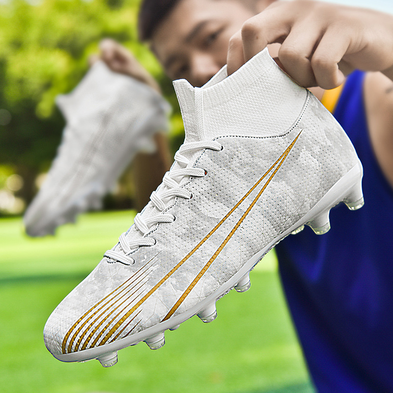 Scarpa da calcio a punta lunga Scarpe da ginnastica da allenamento per bambini in pelle per bambini Scarpe da ginnastica alte da uomo di grandi dimensioni_voghion.com