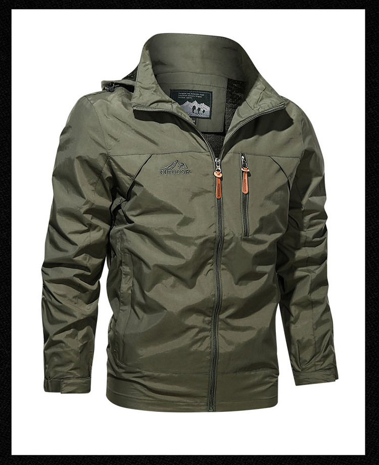 Men's Clothing Lightweight Hooded Windbreaker Jacket, Quick-Dry Outdoor Coat With Zipper Pockets, Breathable Casual Spring & Autumn Top_voghion.com