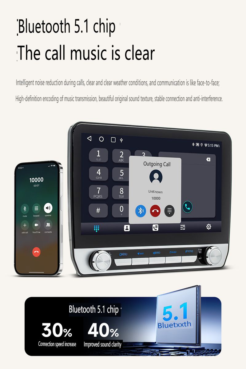 Estéreo universal para coche Android de 10,1" con cámara de visión trasera HD - Sistema de navegación GPS con pantalla táctil de ocho núcleos 4G, CarPlay/Android Auto inalámbrico, Bluetooth 5_voghion.com
