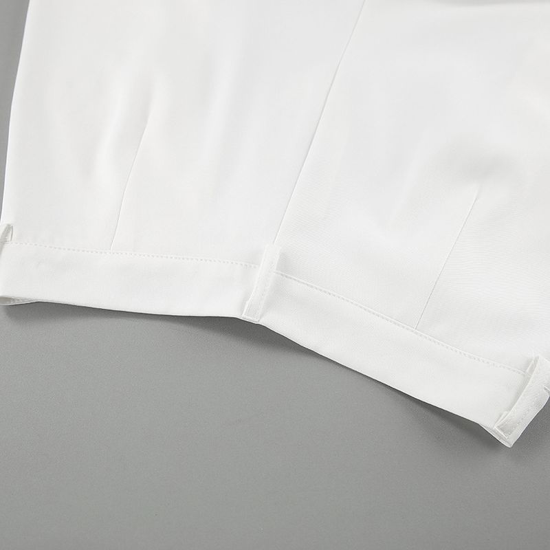 Damenbekleidung Weiße Hose mit hoher Taille und weitem Bein, Temperament, Pendeln, All-Match-Hose_voghion.com