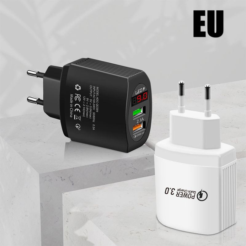 syct Digital Display Dual USB Port Mobile Phone Charger QC3.0 Fast UK Standard Charging Head 5V3A Adapter_voghion.com