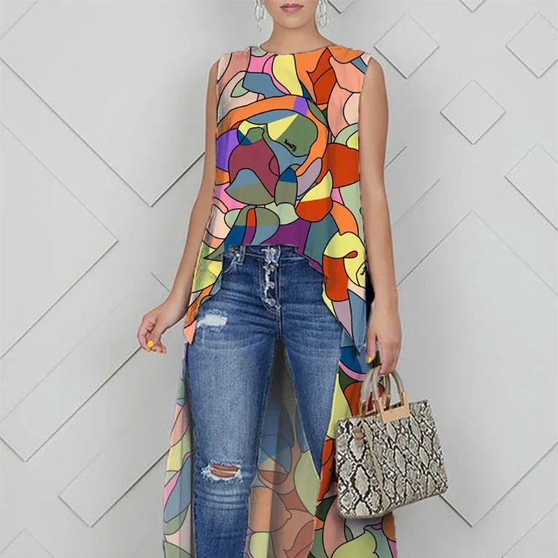 Women's Clothing Women's daily casual pattern fashion sleeveless shirt_voghion.com