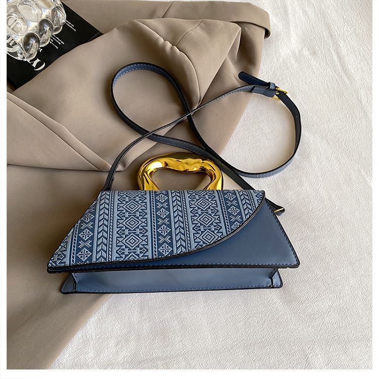 French Shell 2024 New Trendy Western style Electroplated Handbag Printed Splicing Bag_voghion.com