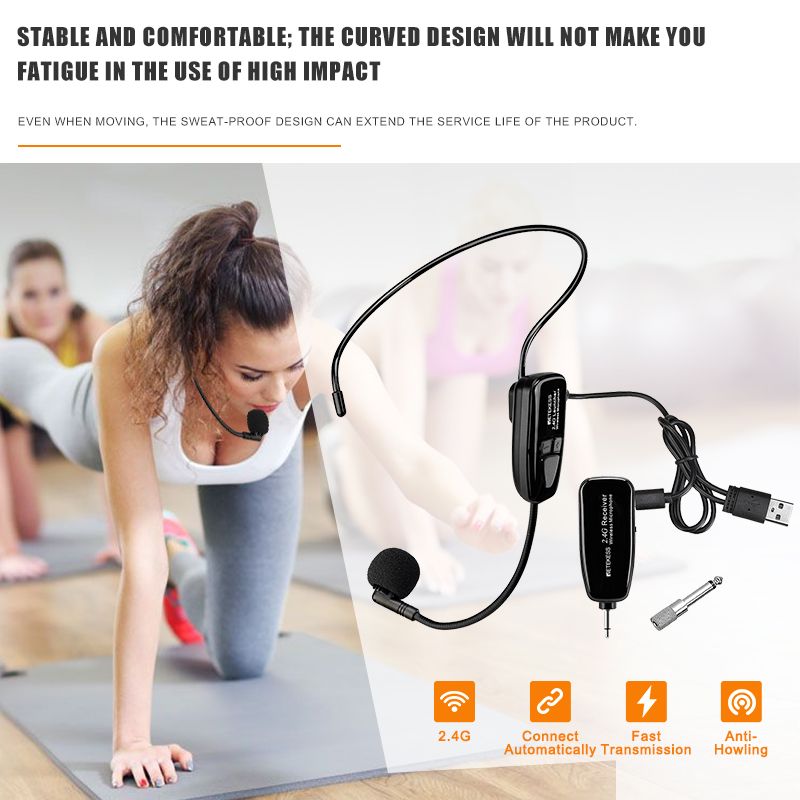 Retekess TT123 2.4G Trasmettitore microfono wireless da testa con ricevitore per amplificatore vocale Tour didattico_voghion.com