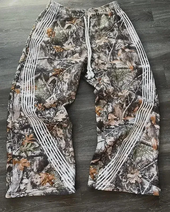 Y2k bestickte graue Freizeithose Camo Functional Tactical Herren Premium Jogginghose mit Kordelzug Y240907_voghion.com