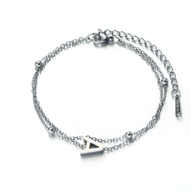 Titanium Stol Armband personaliséiert Moud geschnidden Edelstahl 26 Englesch Buschtawen Duebel Schicht Ronn Perlen Armband_voghion.com
