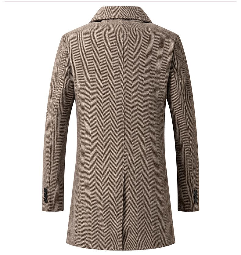 Erkek Giyim Erkek Yün Karışımlı Palto - İngiliz Tarzı Kruvaze Trençkot (Haki/Gri, XS-XXL)_voghion.com