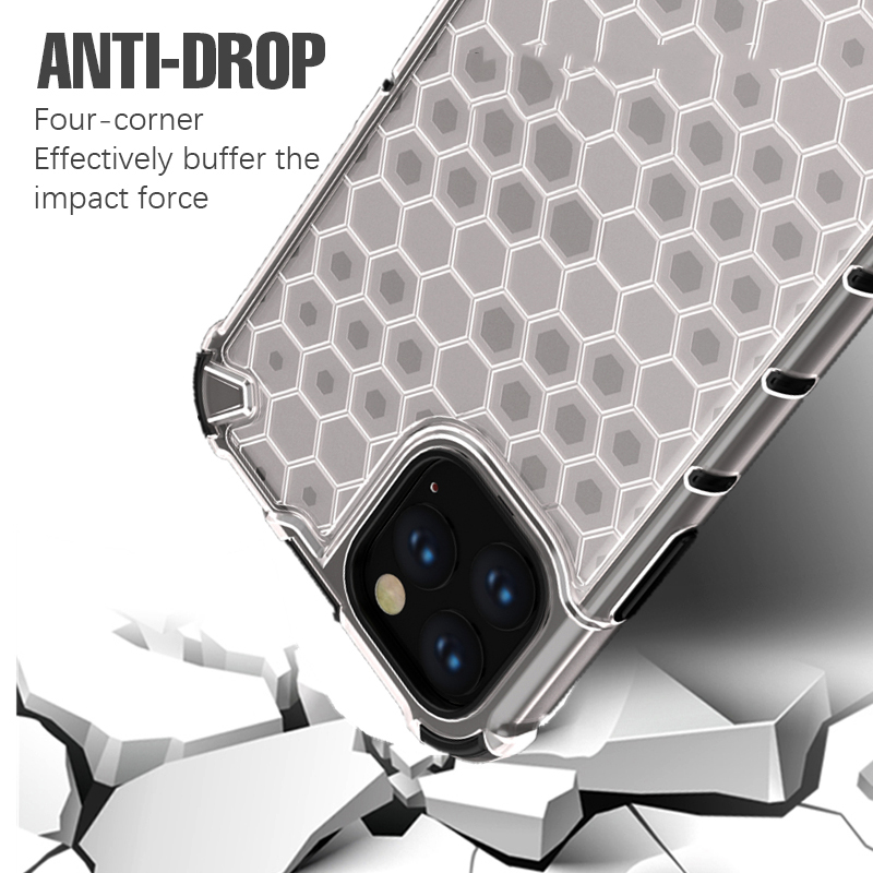 Honeycomb Clear Shockproof Case For iPhone 14 13 12 11 Pro XS Max Hybrid TPU Transparent Armor Cover For iPhone X XS XR 7 8 Plus_voghion.com