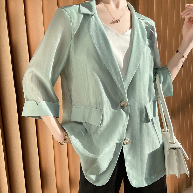 Giacca da donna in Tencel Small, sottile, alla moda, casual, con protezione solare, nuova camicia blazer di alta qualità_voghion.com