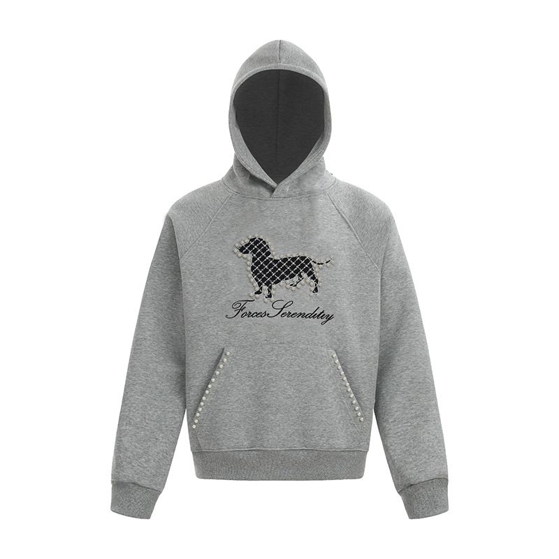 American Style 3D Pearl Puppy Embroidery For Men Women, New Autumn And Winter Couple Design Hoodie_voghion.com