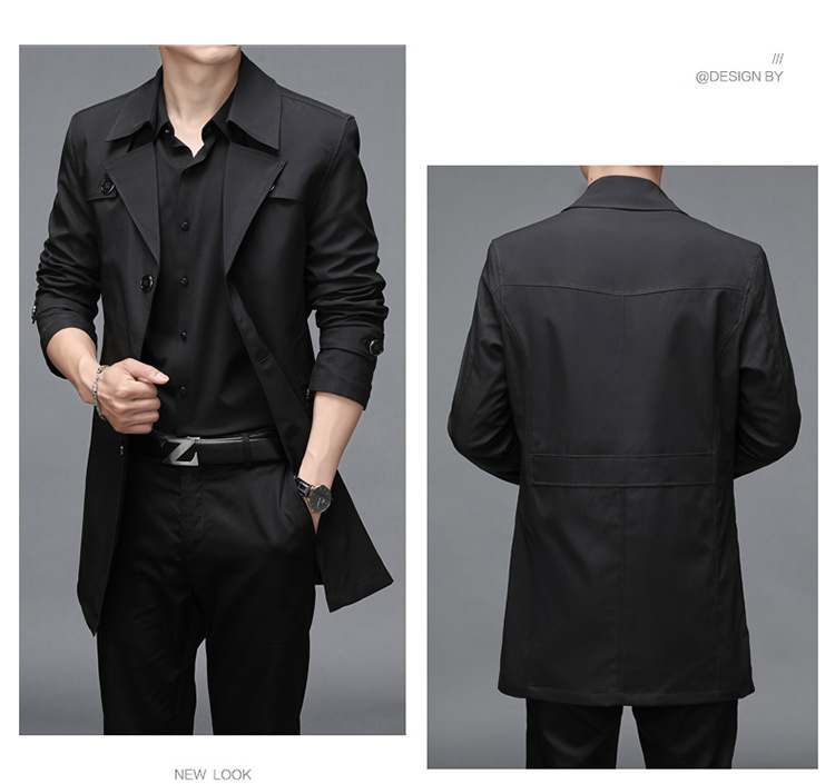 Men's oversized windbreaker, medium length plus size casual jacket, thick warm business top in spring and autumn, trendy_voghion.com