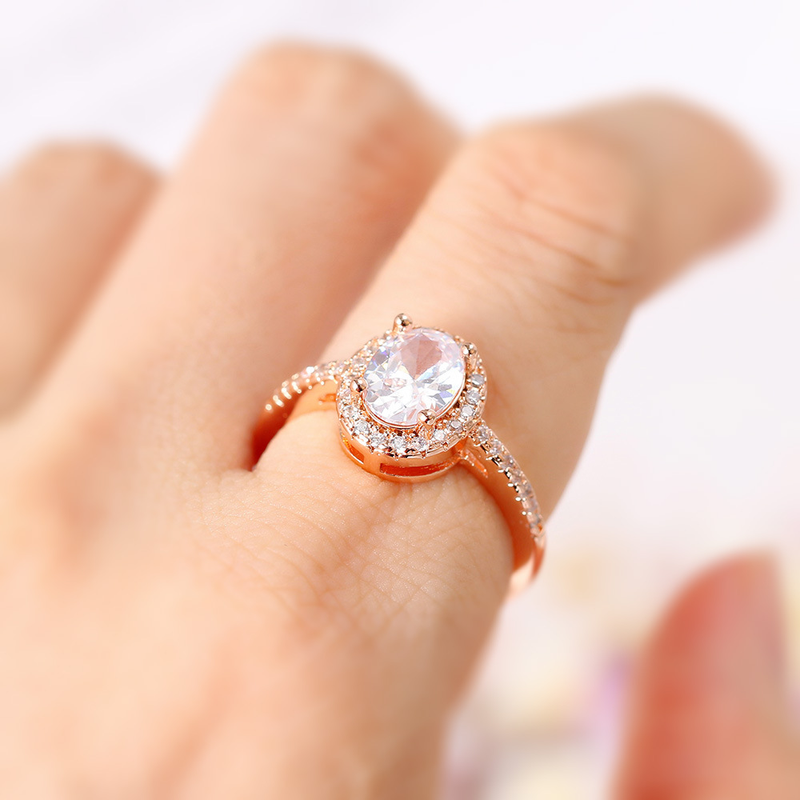 Classico anello di fidanzamento da donna con zircone a forma di cuore, anello con microdiamanti placcato in oro vero, gioielli di grande vendita_voghion.com