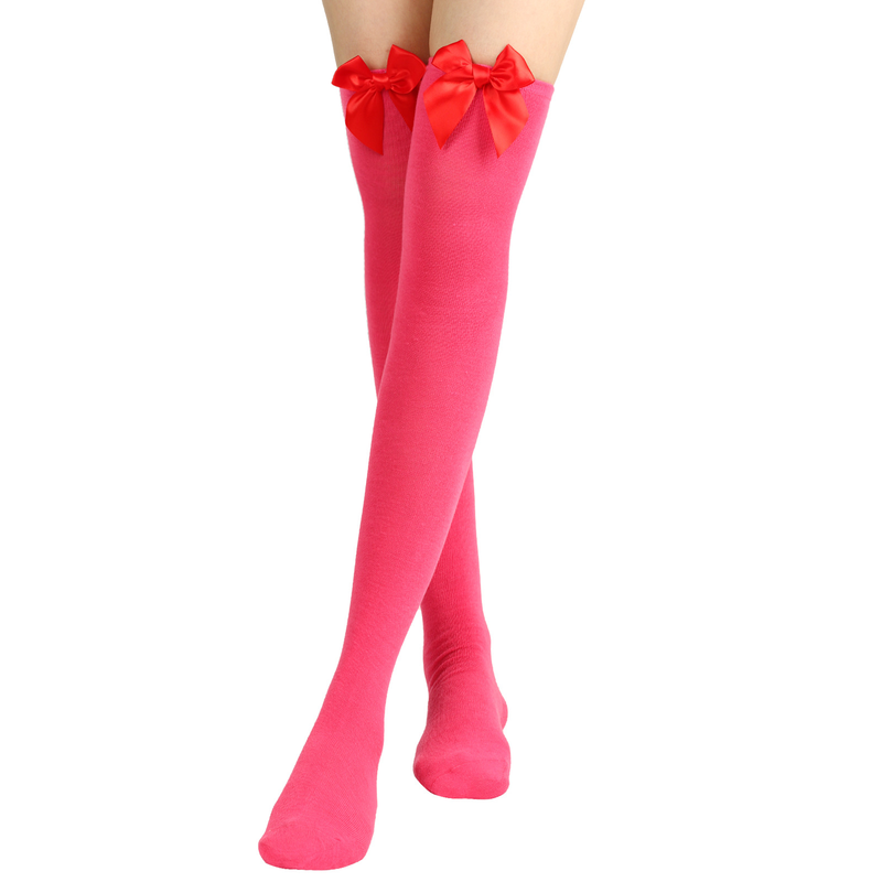 Calze sexy con fiocco per San Valentino sopra il ginocchio, calze alte, calze da donna, calze per feste di appuntamenti_voghion.com
