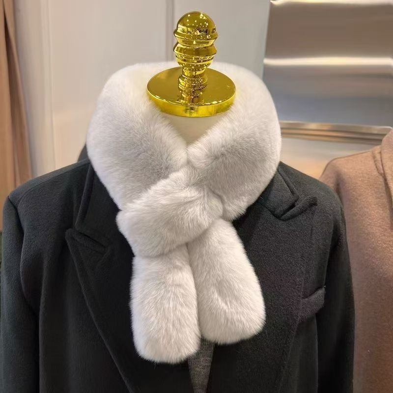 Imitation Rex Rabbit Hair Scarf Cute Rabbit Ears Double-sided Thickened Fur Scarf Winter Warm Versatile Hair Collar Neck Protection_voghion.com