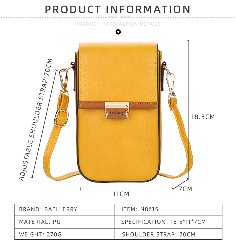 Baellerry new mobile phone bag women's version multi-color large capacity shoulder crossbody women's bag fashion ladies wallet_voghion.com