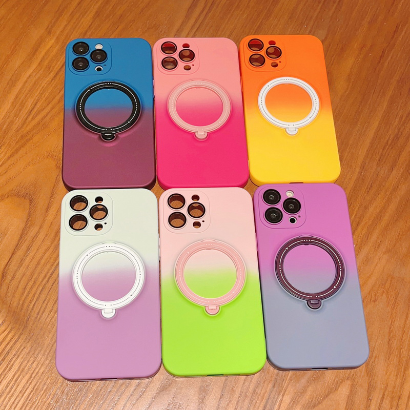 Étui magnétique de Charge sans fil Magsafe avec anneau dégradé, pour iPhone 15 Plus 14 13 12 Pro Max, objectif d'appareil photo_voghion.com