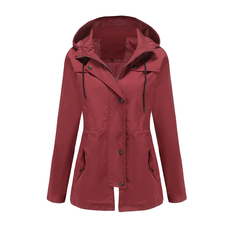 Women's Clothing New Windbreaker Female Ladies Mid-length Cardigan Hooded Jacket Outdoor Raincoat_voghion.com