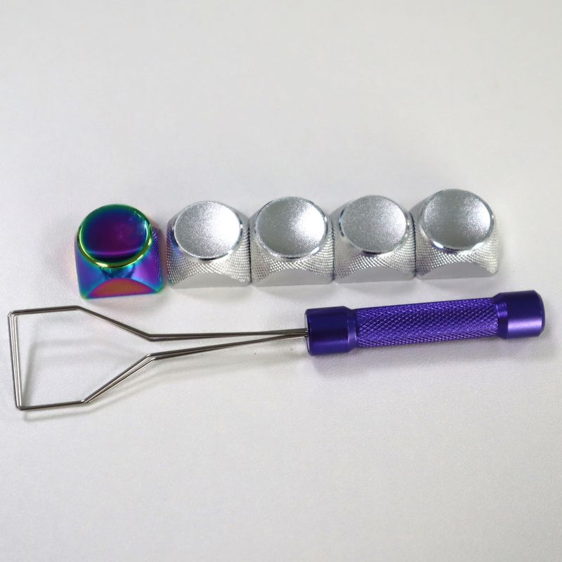 Xinweiqing 5Pcs Key Electroplated Gradient Color Ergonomic Metal Computer Mechanical Keyboard Caps with Keycap Puller_voghion.com