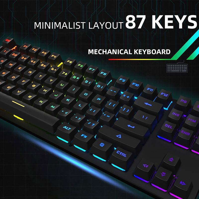 Farfi K550 Tastiera meccanica da gioco USB ergonomica non ritardata cablata con 87 tasti per ufficio_voghion.com