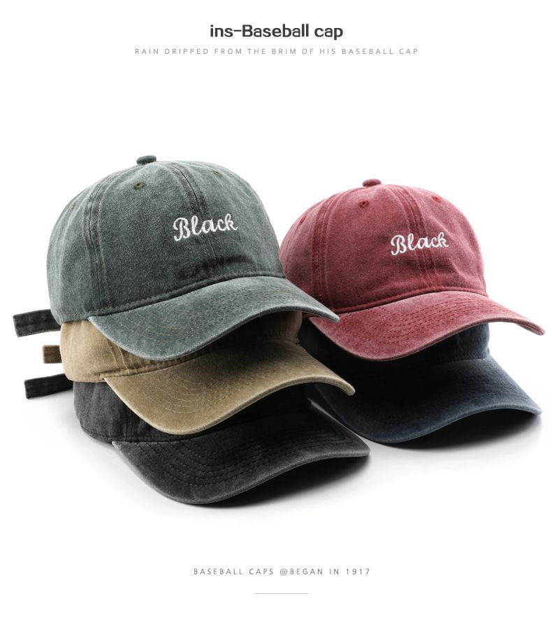 Outdoor personality men's street travel baseball cap cross-border Japanese women's spring and autumn washed retro distressed embroidered duckbill cap_voghion.com