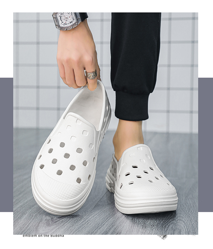 Men Summer Clogs Breathable Lightweight Mesh Water Shoes Non-Slip Walking Shower Beach Sandals Hole Slippers _voghion.com