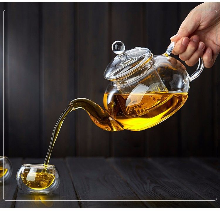 Tetera de vidrio resistente al calor de 400 ml/1000 ml, tetera de flores, juego de té de kung fu, colador de té, infusor, tetera de cebada Puer-Oolong._voghion.com