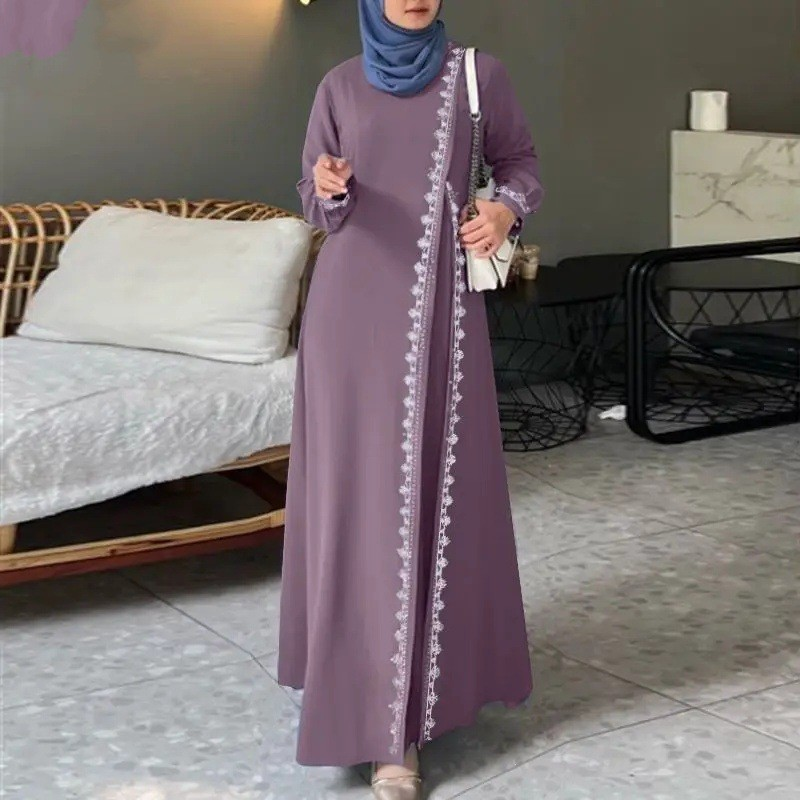 Women's Clothing H726 & archer0603 & Muslim women's lace robe dress fashion long sleeve vest women's spring casual dress_voghion.com