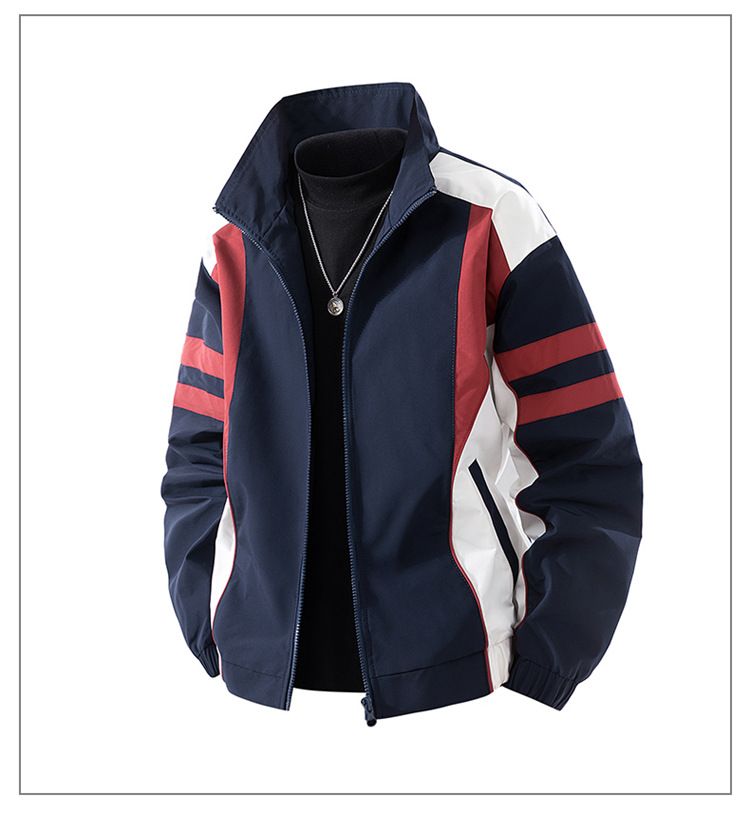 Inspiriertes Herbst-Set aus Jacke und Hose für Teenager – trendiges Streetwear-Outfit für Highschool- und College-Studenten (M-3XL, Marineblau/Schwarz/Weiß)_voghion.com