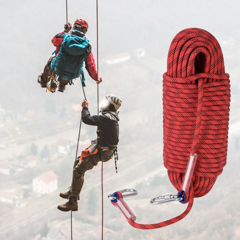 30m Outdoor Rock Climbing Escape Rope 12mm Diameter Safety Survival Cord(red)_voghion.com