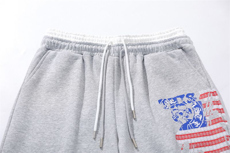 Retro Letter Print Cargo Broek - Unisex Relaxed Fit Werkkleding Joggingbroek met Faux Dubbele Tailleband en Meerdere Zakken_voghion.com