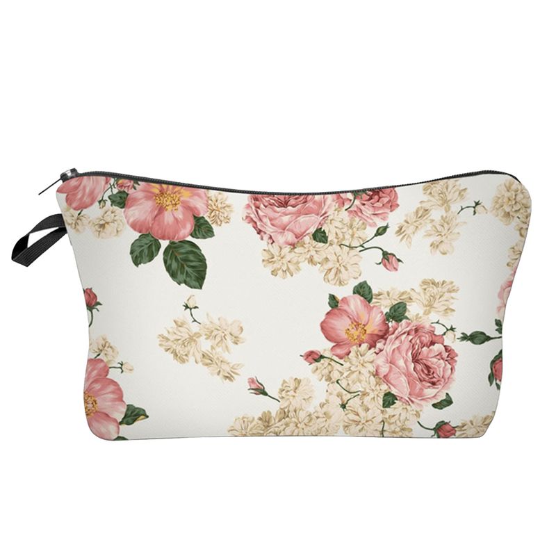 Lihao Robuster Kosmetikbeutel mit Reißverschluss und Aufhängeloch, Rosenblumen-Aufdruck, großes Fassungsvermögen, für den Urlaub, 1_voghion.com