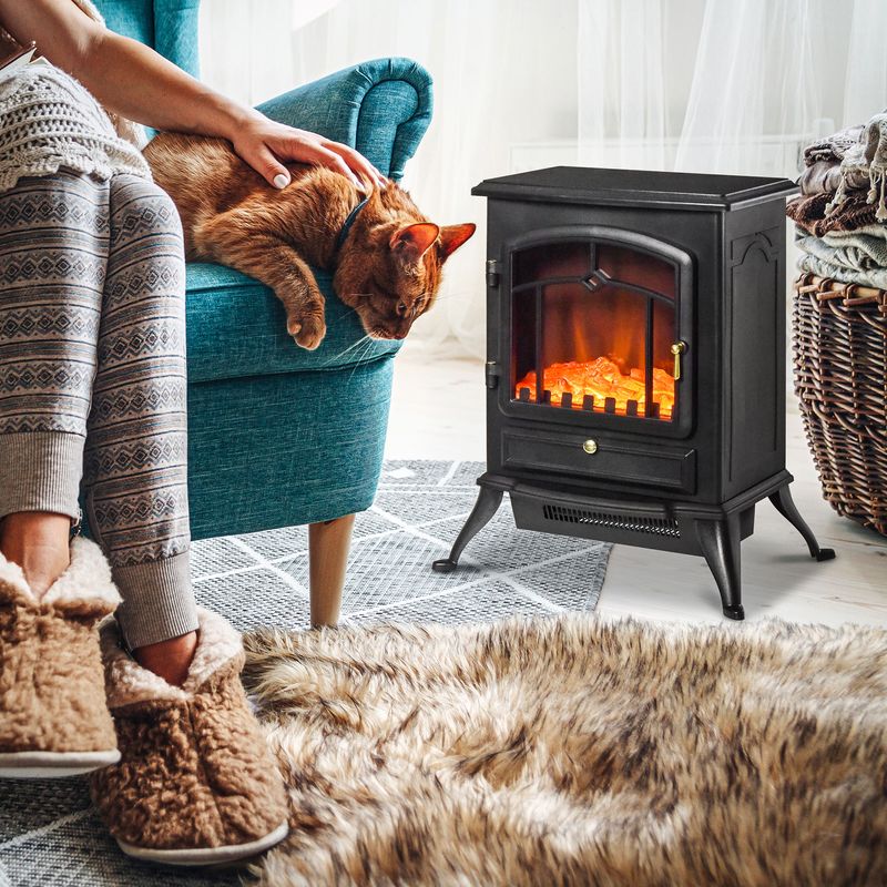 Elektrokamin mit Flammeneffekt 1000/2000W, 45x54cm, Schwarz_voghion.com