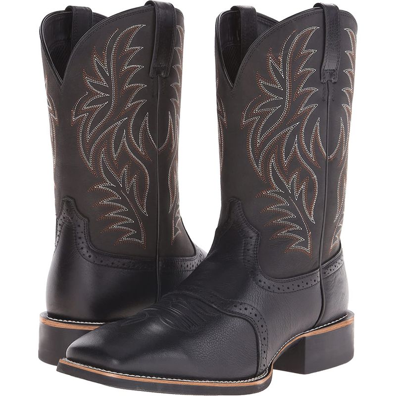 Oberschenkelhohe, bestickte Vintage-Cowboystiefel mit Patchwork-Muster und breiter Spitze_voghion.com