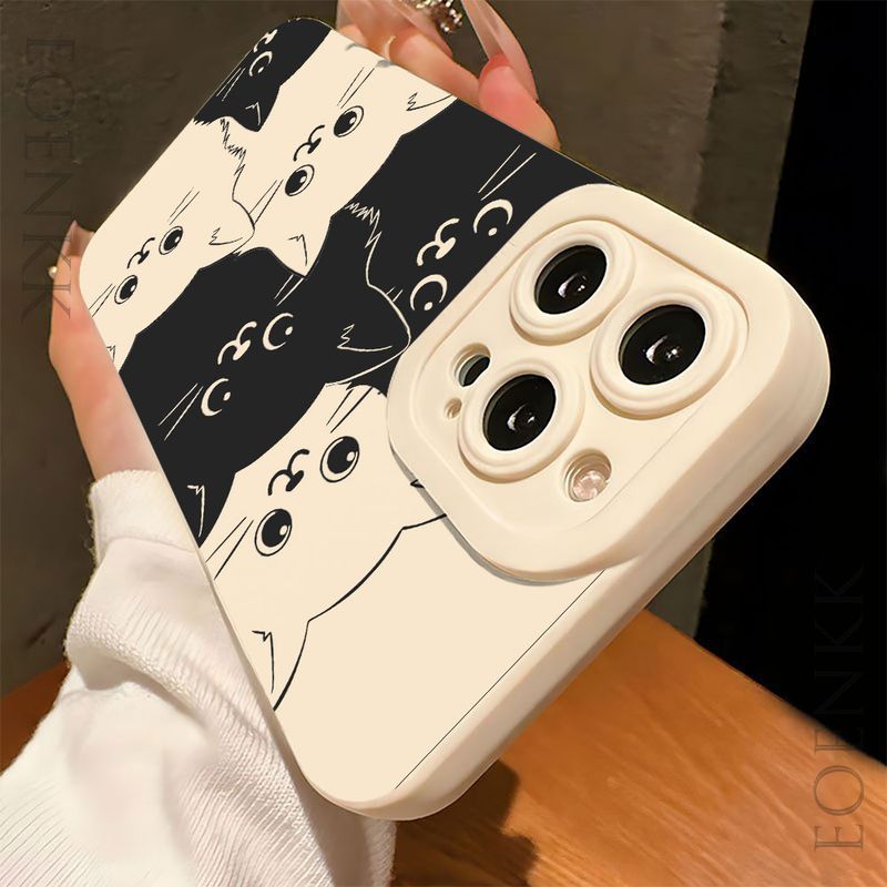 Nuova custodia per telefono Catoon Black Cat Design per iPhone 16 15 Pro Max 14 13 12 11 Pro XS X XR 7 8 Plus SE antiurto Bumper Back Cover_voghion.com
