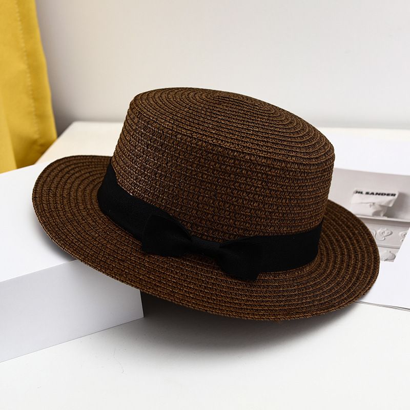 Nuovo cappello estivo Mistdawn per bambini, bambine e ragazzi, con tesa piatta e rotonda, in paglia, da spiaggia_voghion.com