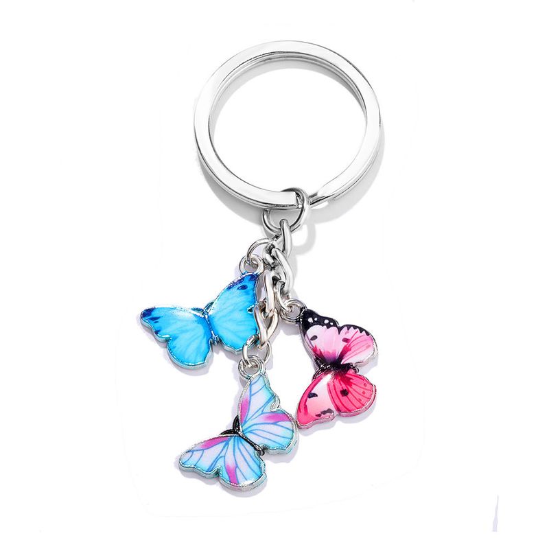 Crystal Colorful Enamel Butterfly Keychain Pendant Accessory Key Ring Fashion Simple_voghion.com