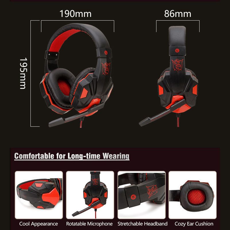 Fones de ouvido com fio para jogos PS4 PS5 Xbox Smartphone Laptop PC Baixo Estéreo Gamer Headset Capacete com 120° Ajustável_voghion.com