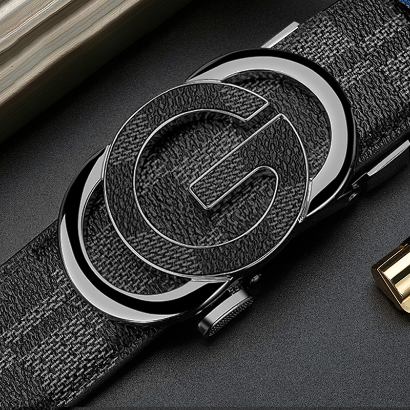 Cintura casual da uomo, con cintura alla moda con fibbia automatica sdentata_voghion.com