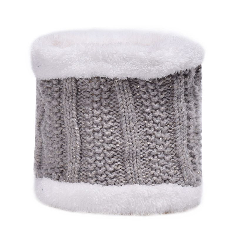 Conjunto de cachecol e gorro de lã tricotada, forrado com fleece, para outono e inverno, unissex, sucesso de vendas no comércio exterior._voghion.com