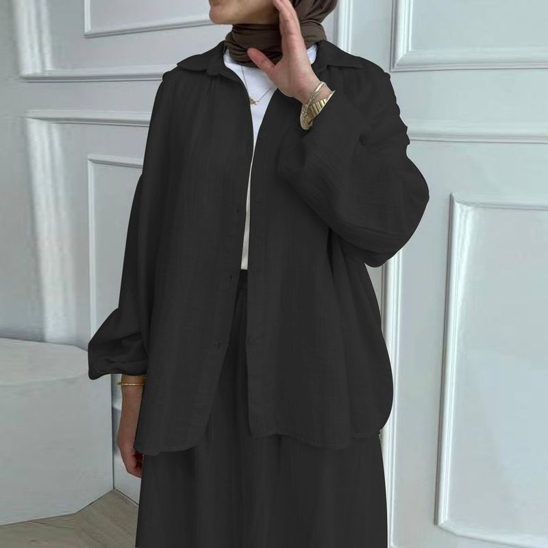 2025 Nové muslimské jarní a podzimní tričko s dlouhým rukávem, oblečení s poloviční sukní, módní ležérní dámská sada_voghion.com