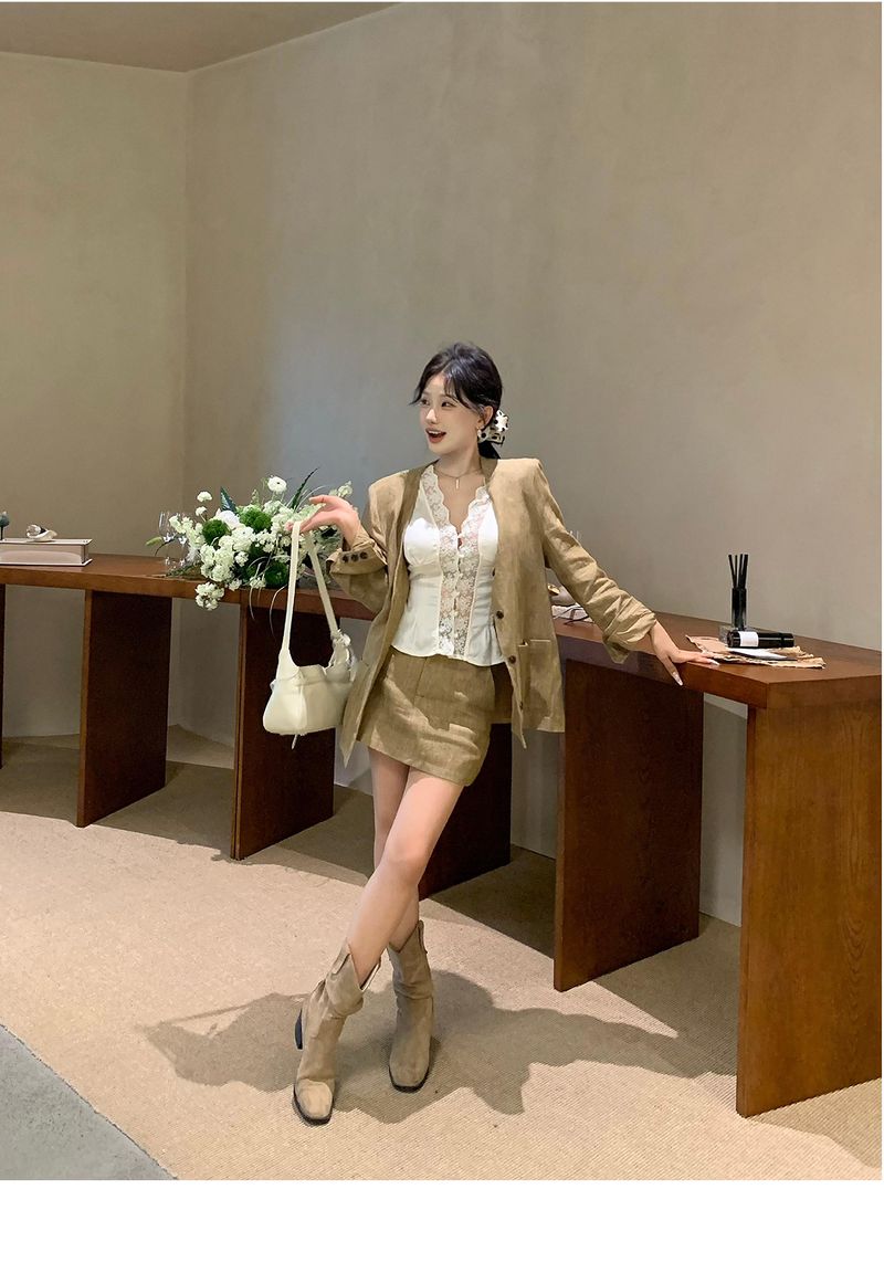 Ricchezza Sussurro Alta Intelligenza Vecchio Soldi Abito di Alta Qualità Gonna Corta Gilet Set Tre Pezzi_voghion.com