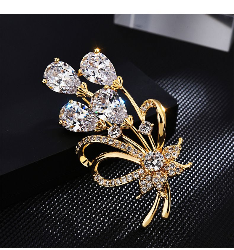 Zircone semplice e alla moda, spilla, accessori per abbigliamento, spilla a forma di fiore, dritta_voghion.com