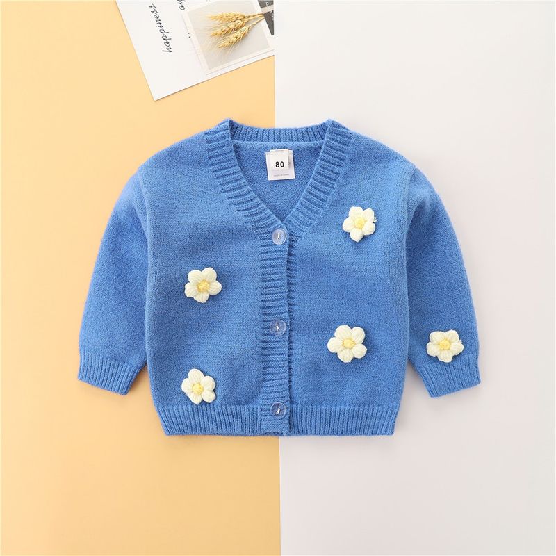 Veste polyvalente à la mode pour fille, version coréenne, printemps et automne, nouveau pull à col en V pour petite fille, haut à manches longues et boutonnage simple_voghion.com