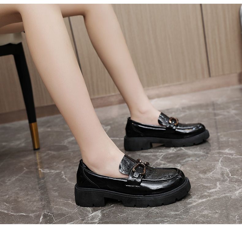 K1803 New Le Fu Women's Shoes Leather Surface 2023 Summer Solid Color Increased Thick Bottom Student Korean Edition_voghion.com
