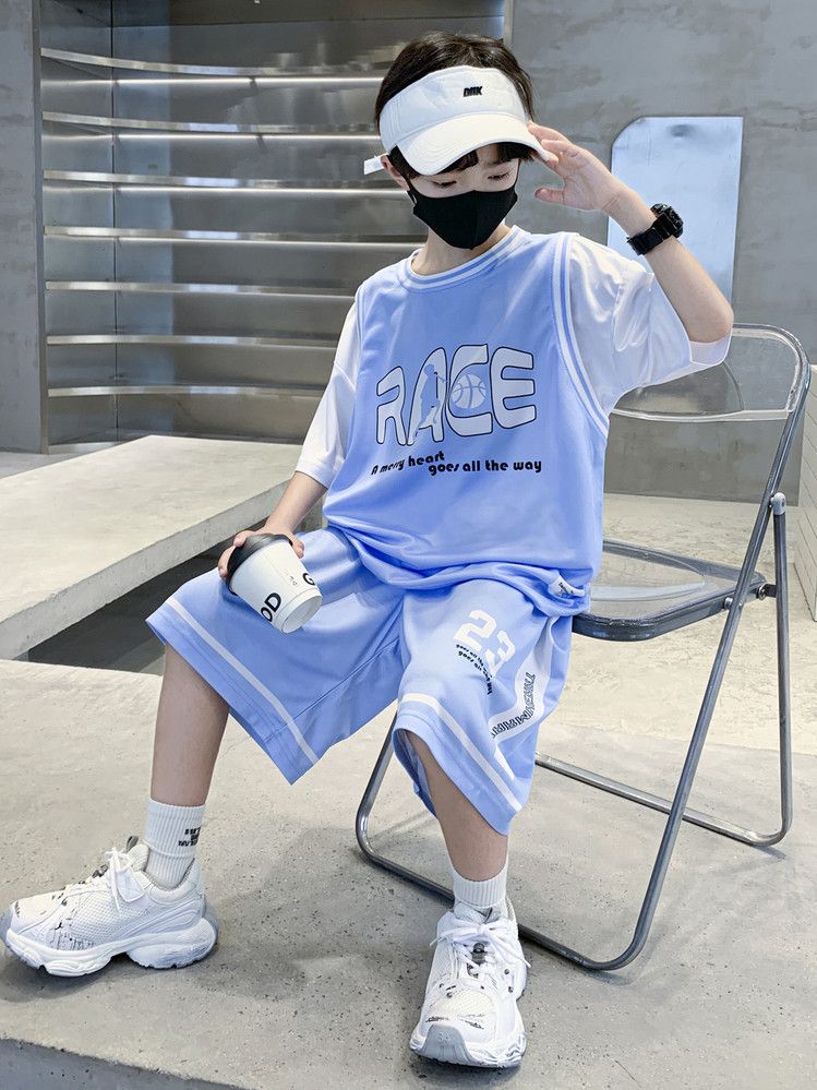 Kids’ Clothing New Style For Middle And Large Children Summer Children's Letters Boys Two Piece Suit_voghion.com