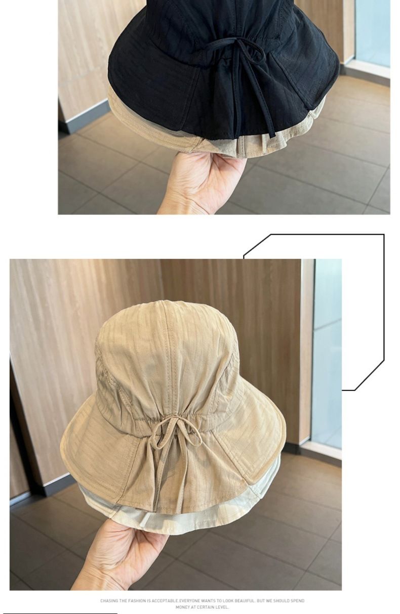 Nouveau chapeau de pêcheur femmes été mince voyage grande tête taille parasol chapeau arc chapeau de soleil visage couvrant crème solaire bol chapeau_voghion.com
