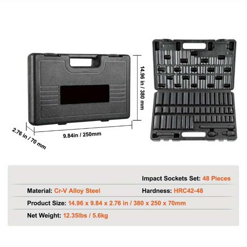 Set Clearly Impact ImpactRated Alloy 48Piece Marke CrV Steel 3 For Repair 6Point 8 Sockets 822mm Drive Socket Automotive Metric_voghion.com