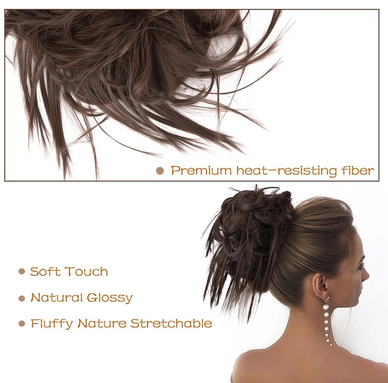 Alileader Elastico per capelli Elastico Ciambella Sintetico Coda corta riccia Estensioni Scrunchie disordinato Chignon Bun_voghion.com